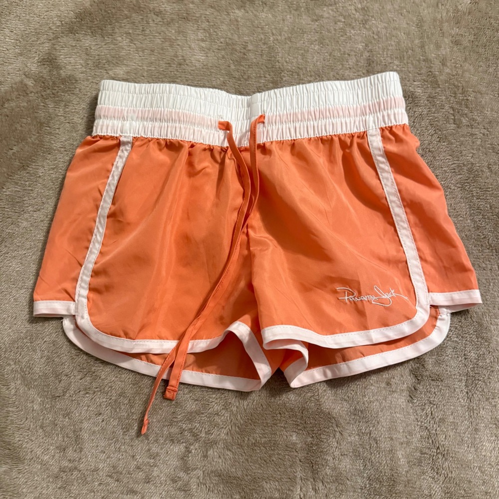 Panama Jack Kids Orange Board Shorts Swim Trunks Size 7/8 Drawstring Mesh Lining